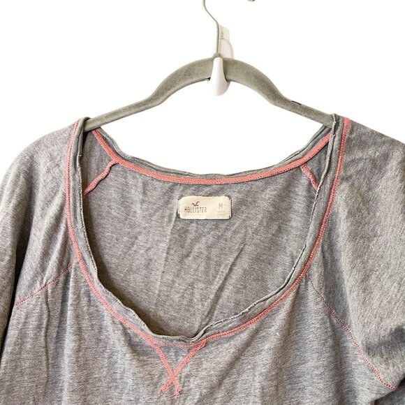 Hollister Size M‎ Vintage Gray Heather Slub Twilight Core Long Sleeve Scoop Neck - Picture 5 of 6